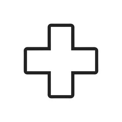 Obraz premium Medical cross outline vector icon isolated on white background