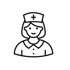 Nurse outline vector icon isolated on white background