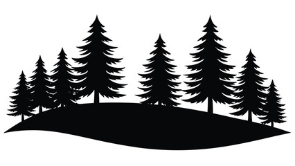 Obraz premium Flat Vector Illustration of a Peaceful Forest Landscape with Trees and Foliage