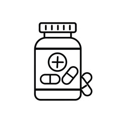 Medicine bottle with pills isolated on white background