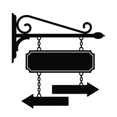Ornate black hanging sign with directional arrows