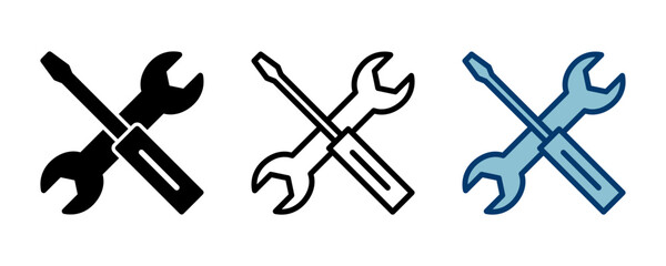 Repair icon vector isolated on white background. Wrench and screwdriver icon. settings vector icon. Maintenance. tools