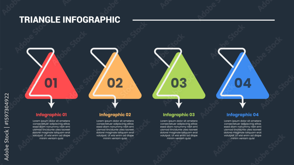 Poster triangle shape infographic process diagram with perfect pyramid with line arrow stick with bottom di