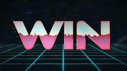 Retro Synthwave Win Animation: 80s Grid Background - Powered by Adobe