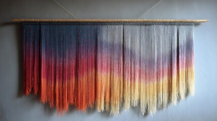 Ombre yarn wall hanging decor