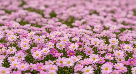 Obraz premium Field of Pink Flowers in Bloom Nature Landscape Photography