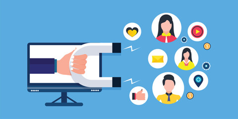 Inbound marketing attracting online customer's concept