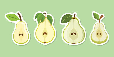 Pear sticker icon set collection in flat style. Fresh fruit vector illustration on isolated background. Fresh pear sign business concept.