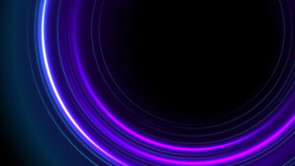 Bright blue ultraviolet neon glowing shiny circles abstract background
