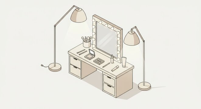Isometric vanity table illustration