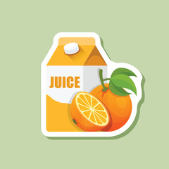 Orange juice paper sticker icon in flat style. Fruit drink vector illustration on isolated background. Fresh juice sign business concept.