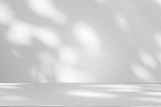 Wall interior background, studio and backdrops show products.with shadow from window color white and grey. background for text insertion and presentation product	
