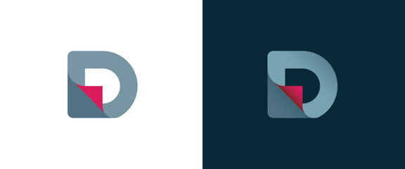 Simple Initial Letter D with Curl Sheet logo design