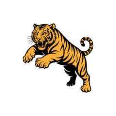 Jumping Tiger Logo – Wild Animal Mascot for Sports Team and Jungle Branding


