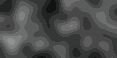 Abstract grayscale topographic map design with overlapping contours and shades creating a modern and versatile background suitable for multiple applications.