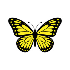 Bright Yellow Butterfly Vector – Realistic Nature Insect Illustration for Print and Design Use

