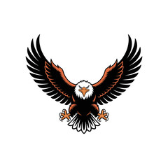 Flying Eagle Mascot Logo – Bold American Eagle with Spread Wings Vector Illustration

