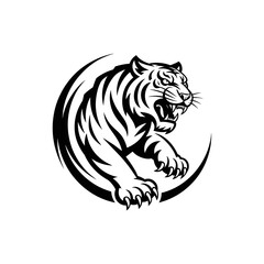 Aggressive Tiger Vector – Wild Animal Mascot Illustration

