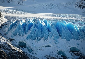 Majestic blue glacier ice formations