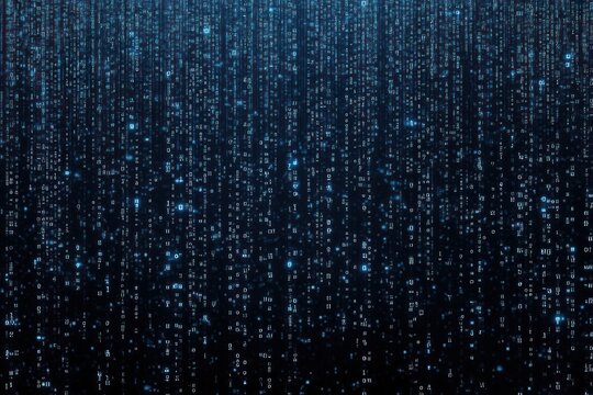 Blue digital binary background data programming.