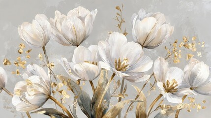 Elegant Bouquet Of White And Gold Tulips