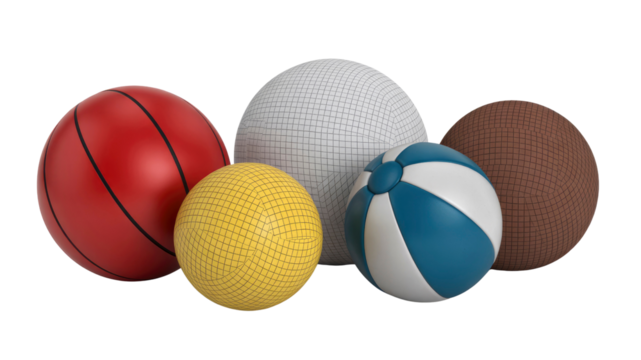 Colorful Variety of Balls Basketball, Beach Ball, and More