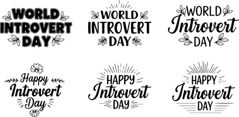 Vector art of collection of phrases for happy introvert day