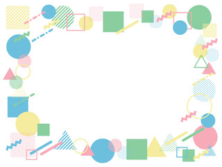 パステルカラーのポップな幾何学模様のフレーム