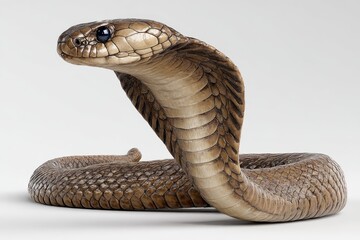 Fototapeta premium Stunning close-up of King Cobra showcasing its impressive features and unique coloration in a neutral setting, emphasizing its status as the world's longest venomous snake
