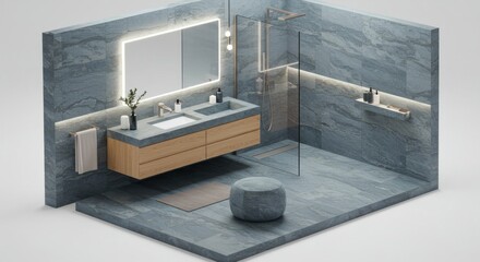 Modern bathroom interior design isometric view