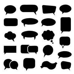 Black speech bubbles set