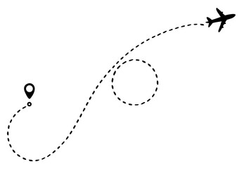 Airplane route. Plane line patn. Vector illustration