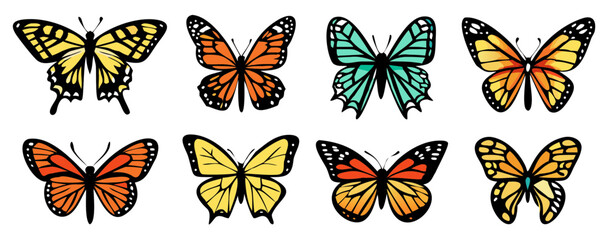 Obraz premium Different butterflies collection. Vector illustration