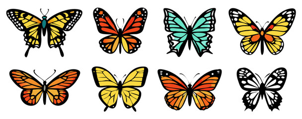 Different butterflies collection. Vector illustration