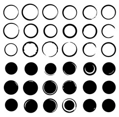 Grunge circles. Grounge round shapes big set. Vector