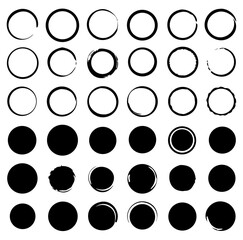 Grunge circles. Grounge round shapes big set. Vector