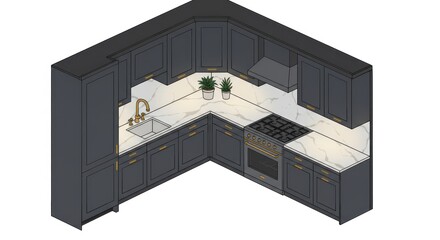 Modern corner kitchen design