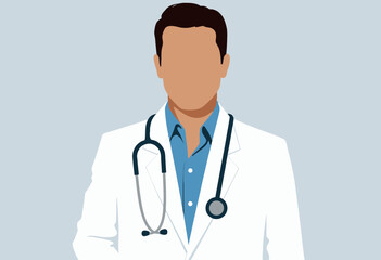 Fototapeta premium Male doctor in white coat with stethoscope on gray background 