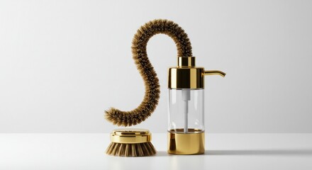 Modern dishwashing brush and dispenser set