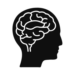 head with the brain Silhouette. Vector illustration