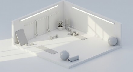 Modern exercise room design visualization