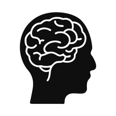 head with the brain Silhouette. Vector illustration