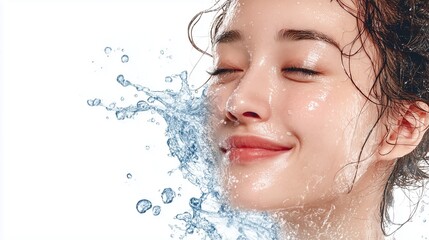 洗顔する若い女性のイメージ