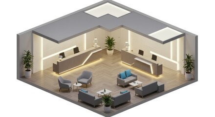Modern hotel lobby design concept