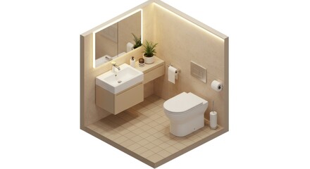 Modern isometric bathroom design