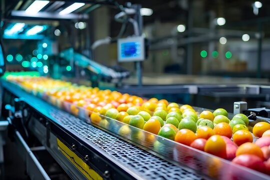 Fresh Fruit Automated Sorting Line in Modern Factory Processing Plant