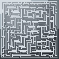 Maze of white lines and black squares.