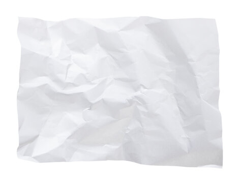 White crumpled paper texture background overlay effect. wrinkled and creased blank paper texture. on transparent background