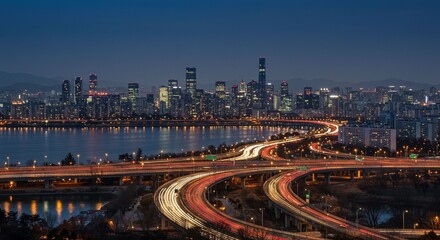 Obraz premium City highway at night