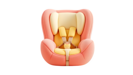 Baby car seat, front view, isolated on white background